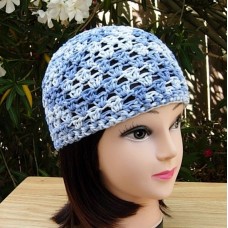 Light Denim Blue Cotton Crochet Knit Hat Summer Beanie Mujer&apos;s  Chemo  Skull Cap  eb-88684855